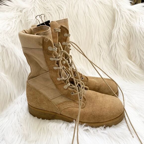 Vibram tan army military combat boots 7R main image 8